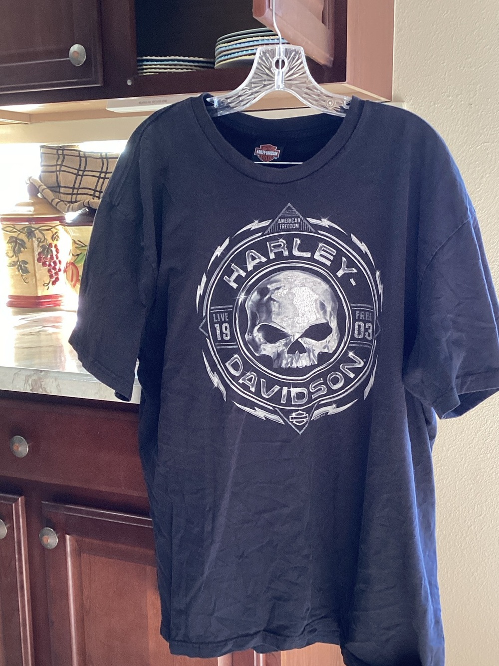 Harley-Davidson Black Tee with Silver Skull Emblem